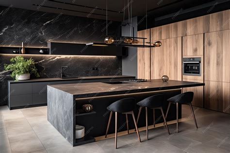 Renderizado fotorrealista de una parrilla de exterior equipada con accesorios de cocina y alimentos en un entorno de jardín.