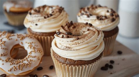 Pastel o cupcakes decorados con crema de café