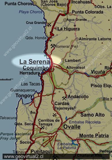 Mapa de La Serena indicando la zona del rescate de la niña