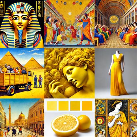 Infografía mostrando los diferentes usos del color amarillo en decoración: energía, iluminación, acentos, contraste y alegría.