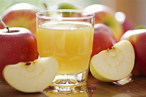 Jugo de manzana casero listo para servir, con un poco de limón