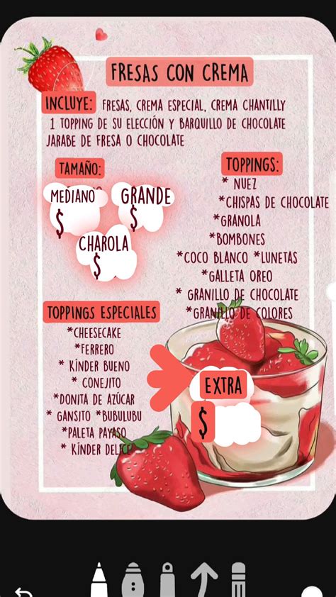 Infografía o esquema con los ingredientes principales: fresas, yogur, hielo, miel