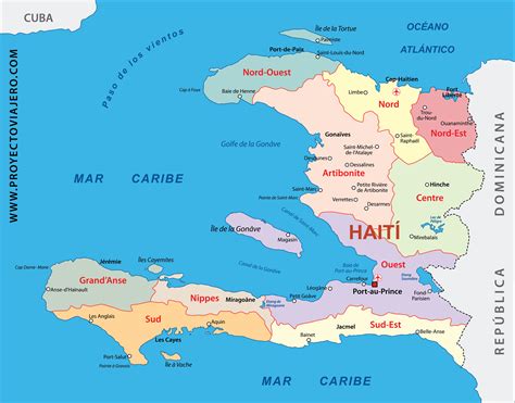 Mapa gastronómico de Haití destacando las regiones de influencia criolla y francesa