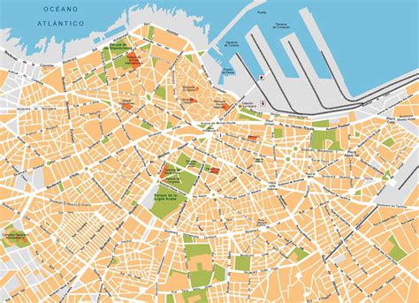 Mapa de Casablanca con puntos de interés destacados como juzgados, supermercados y centros deportivos.