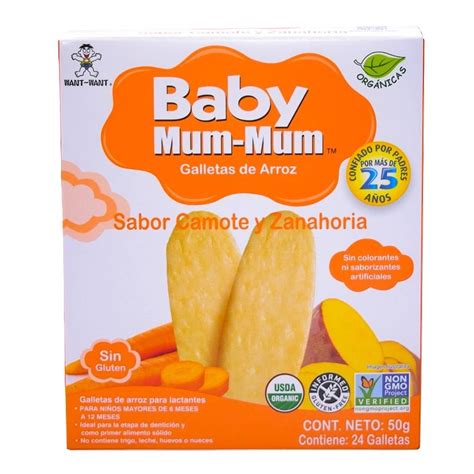 Ilustración de un bebé feliz comiendo galletas Mum Mum.