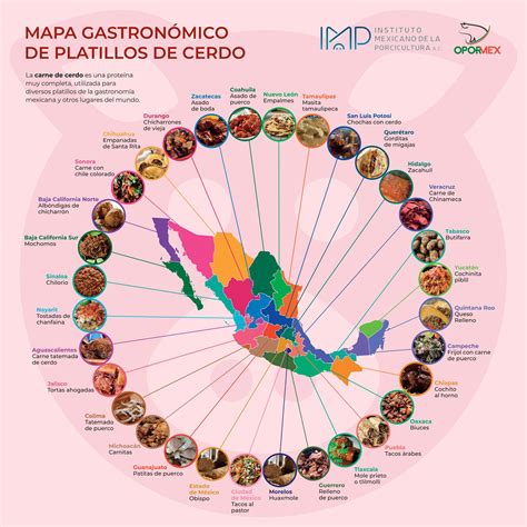 Mapa gastronómico de México señalando las regiones donde el cabrito al horno es un plato tradicional.