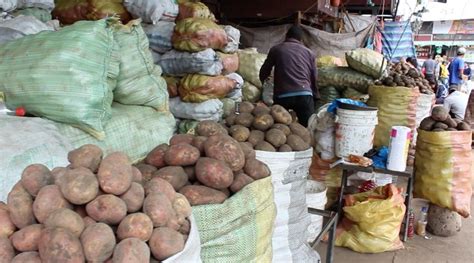 Variedad de papas crudas en un mercado