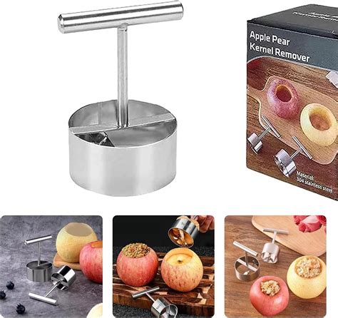 Esquema: Pasos para rellenar un cupcake con un descorazonador de manzana