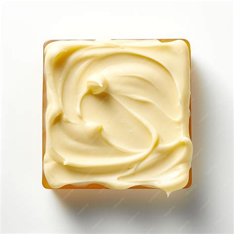 Fotografía de margarina en bloque, mostrando su textura suave y color característico.