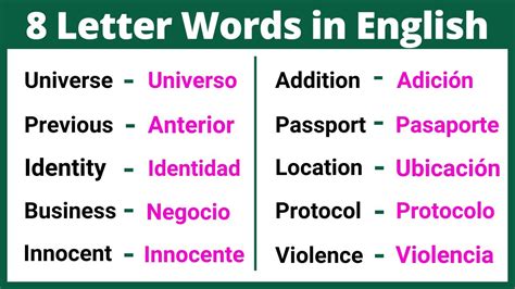 Lista de palabras de 8 letras