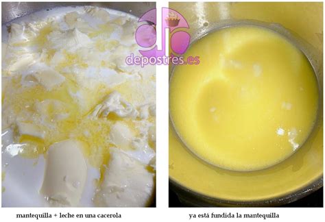 Esquema de los ingredientes básicos: leche y mantequilla listos para ser combinados