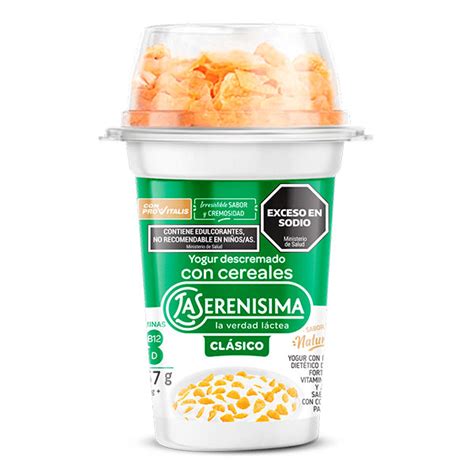 Foto del envase del yogurt con cereales La Serenísima