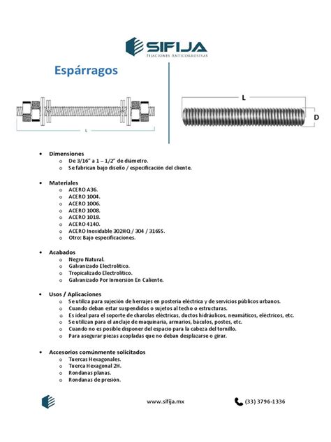 Esquema de un espárrago de doble cabeza en una aplicación industrial.