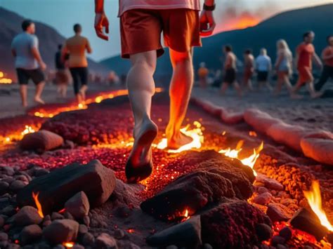 Fotografía de un ritual tradicional de caminata sobre brasas realizado en San Pedro Manrique, España