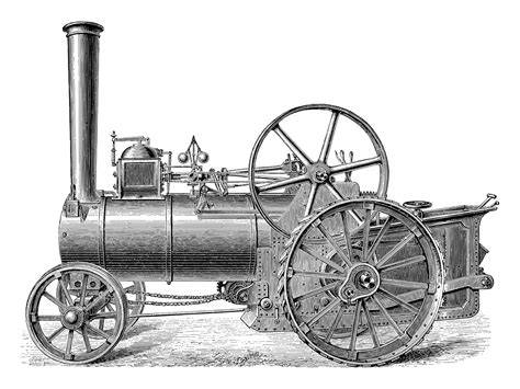 Esquema o ilustración de la primera máquina de palomitas de Charles Cretors de 1885 con motor a vapor.