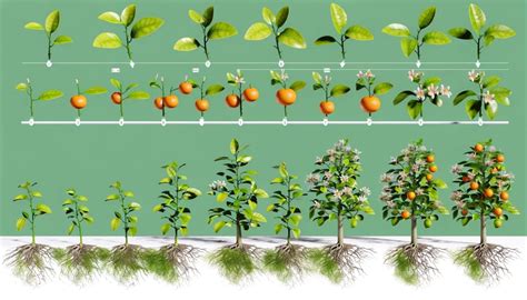 Esquema visual que muestra el ciclo de maduración de la naranja en el árbol frente a la post-cosecha.