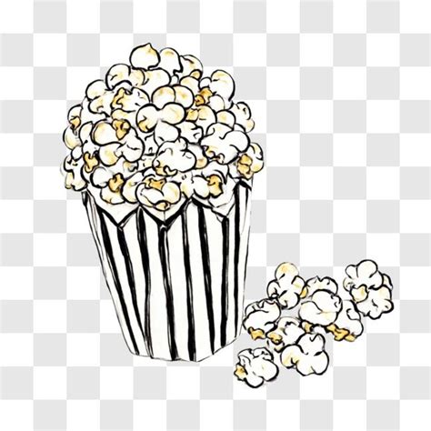 Ilustración de una bolsa de palomitas de maíz junto a un proyector de cine
