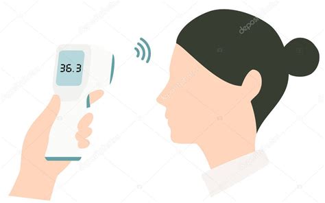 Ilustración de un termómetro digital midiendo la temperatura corporal en una persona mayor