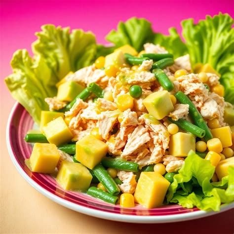 Ensalada de choclo, piña y palta lista para servir