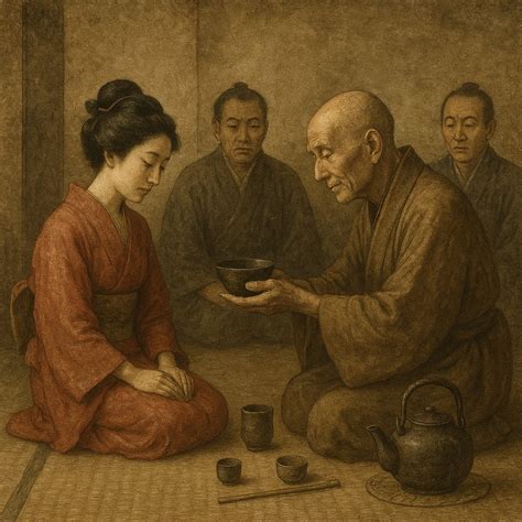 Ilustración de los cuatro principios del Chanoyu: Wa, Kei, Sei, Jaku