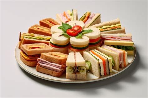Variedad de sándwiches de paté en un plato