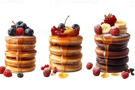 varios platos de panqueques con diferentes toppings y presentaciones estilo Tumblr