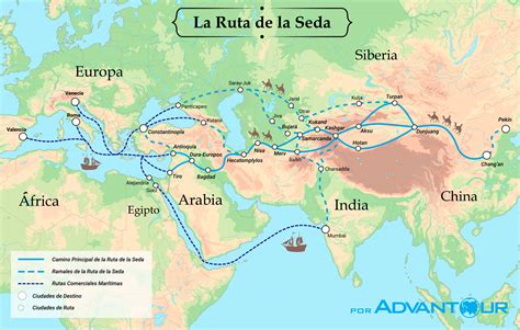 Mapa de la Ruta de la Seda y la dispersión del manzano