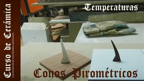 Imagen comparativa de conos pirométricos en diferentes etapas de deformación, indicando distintos niveles de trabajo térmico.