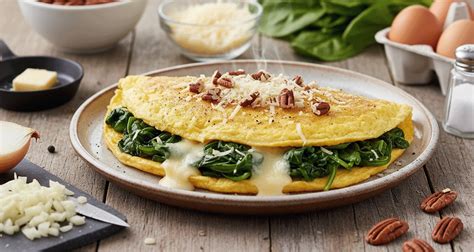 Ilustración de un omelette de queso dorado y esponjoso con queso derretido.