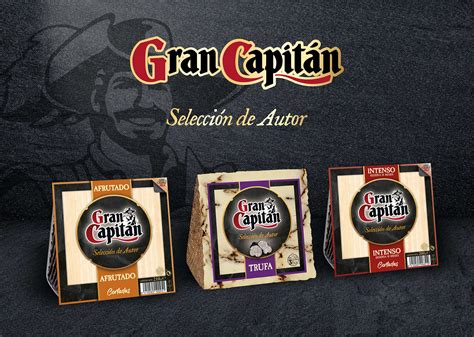 Diseño de packaging de la gama Gran Capitán Selección de Autor con sus tres variedades: Trufa, Afrutado e Intenso.