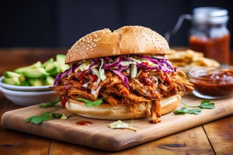 Fotografía del sándwich de cerdo desmenuzado de Rodney Scott