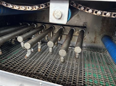Interior de una máquina lavadora y clasificadora de espárragos