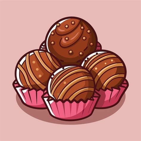 Ilustración de trufas de chocolate veganas con un acabado aterciopelado de cacao.