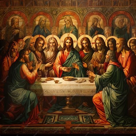 Representación artística de la Última Cena compartida entre Jesús y sus apóstoles