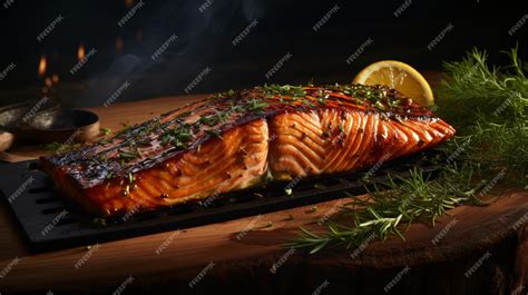 Salmón cocinándose a la parrilla, con marcas de la rejilla.