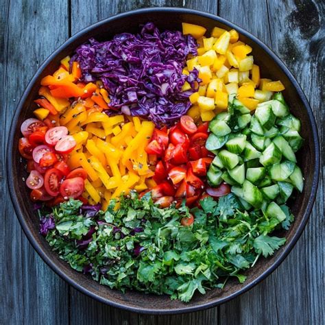 Foto temática de ensaladas coloridas servidas en recipientes de cristal reutilizables