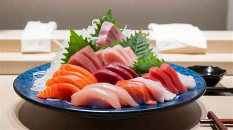 Plato de sashimi variado con cortes de pescado fresco
