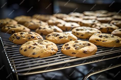 galletas de chocolate horneadas y enfriándose en una rejilla