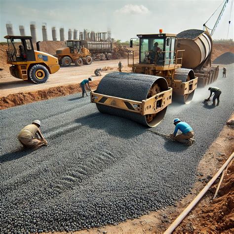 esquema visual del proceso de mezclado y compactación en la fuente