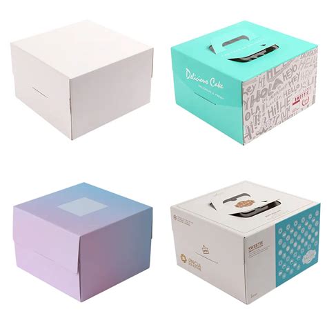 Variedad de cajas para tortas de diferentes tamaños y colores