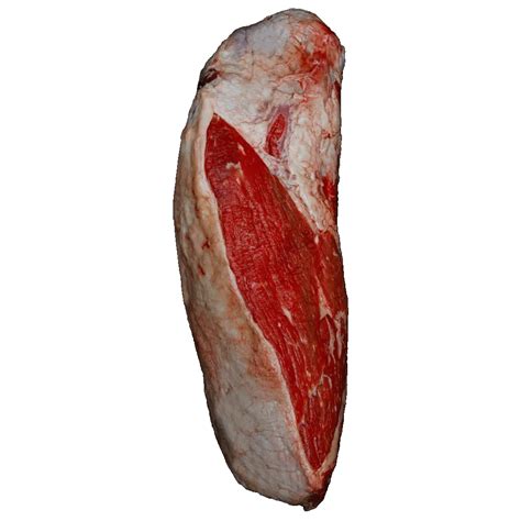 Corte de carne peceto crudo, con su forma ovoide característica