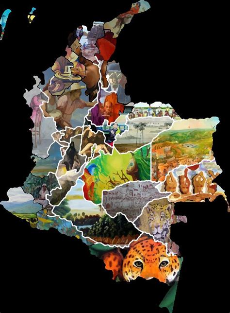 Mapa de Colombia resaltando la diversidad de la gastronomía regional, incluyendo papas rellenas