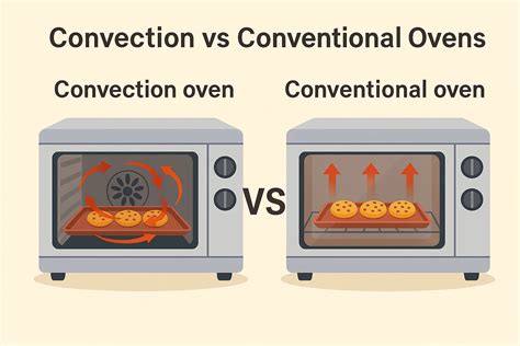 Ilustración comparativa de la distribución del calor en un horno convencional (resistencias) y un horno de convección (con ventilador).