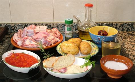 Foto de los ingredientes principales para el guiso de cordero