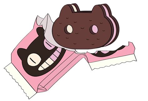 Ilustración de una gatogalleta (Cookie Cat) de Steven Universe con capas de helado de vainilla y fresa.