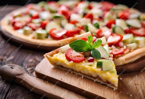 Fotografía de una pizza brasileña con diversos ingredientes coloridos.