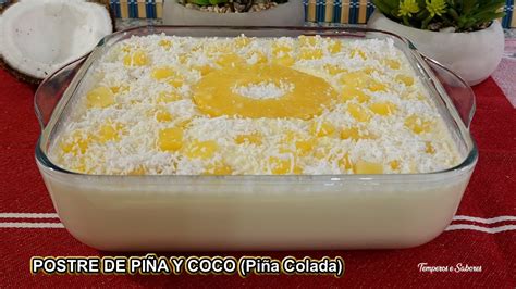 Postre gratinado de piña con coco rallado dorado