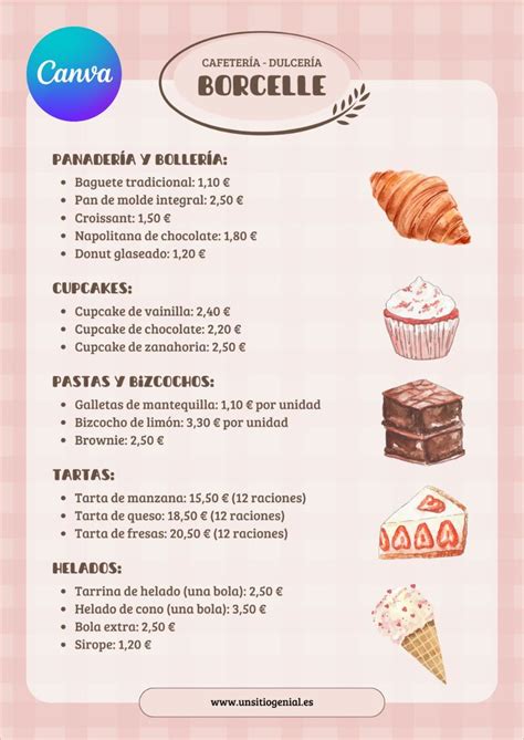 Ilustración de un menú de postres mostrando los churros y el apple pie con sus salsas de acompañamiento