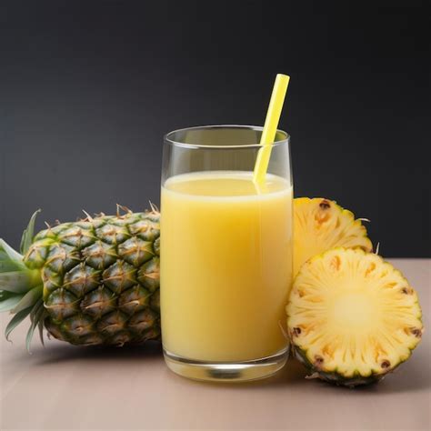 Ilustración de un vaso de jugo de maracuyá y un vaso de jugo de piña con frutas frescas al lado.