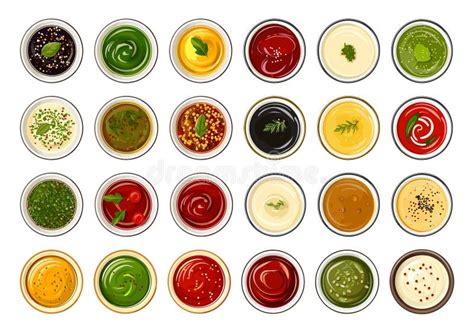 Ilustración de diferentes tipos de salsas del mundo